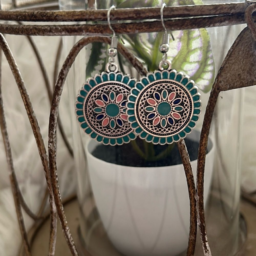 Silver floral earrings